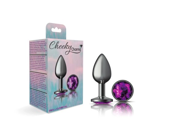 Cheeky Charms-Gunmetal Metal Butt Plug- Round-Deep Purple-Small