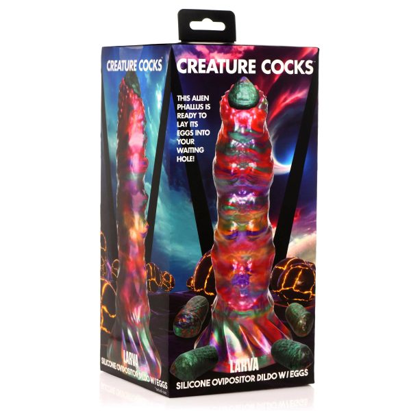 Larva Silicone Ovipositor Dildo With Eggs - Multicolor