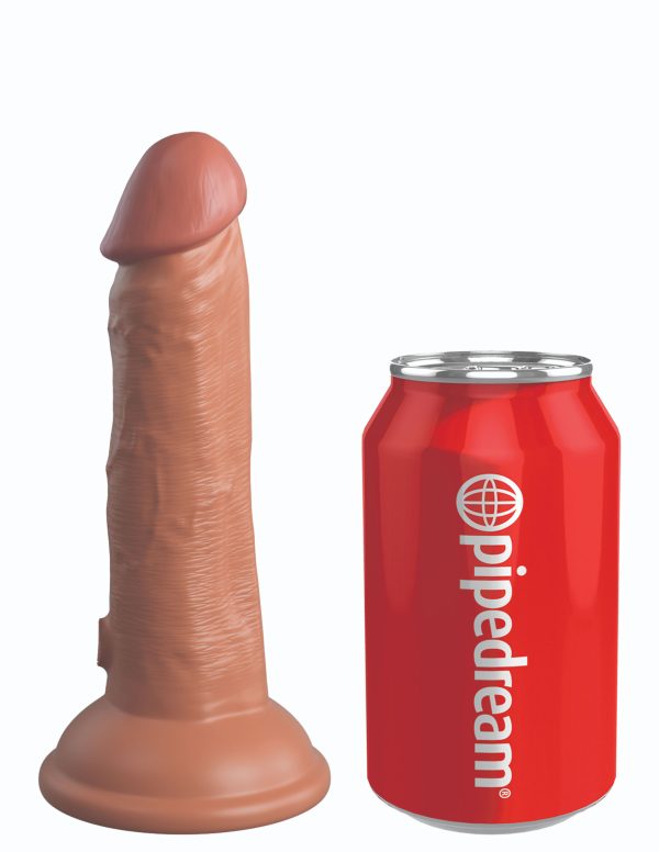 King Cock Elite 6 Inch Vibrating Silicone Dual  Silicone Dual Density Cock - Tan