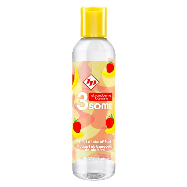 3some 3-in-1 Lubricant - Strawberry Banana - 4 Fl. Oz.