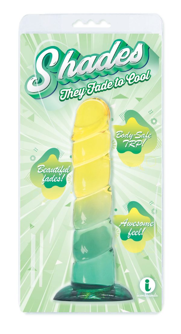 Shades, 7.5" Swirl Jelly Tpr Gradient Dong - Yellow and Mint