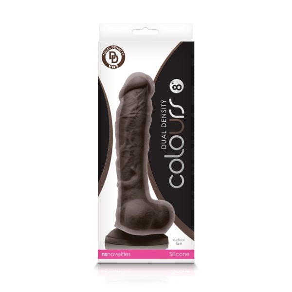 Colours - Dual Density - 8 Inch Dildo - Dark Brown