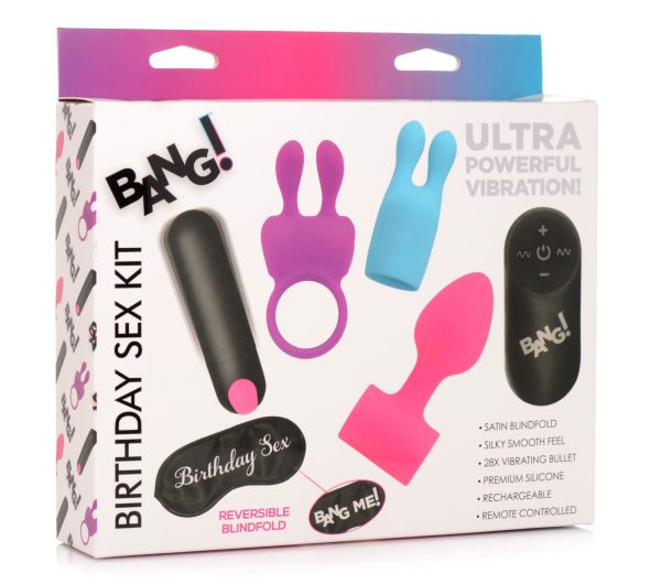 Birthday Sex Kit - C-Ring, Plug, C-Stim, Bullet and Blindfold