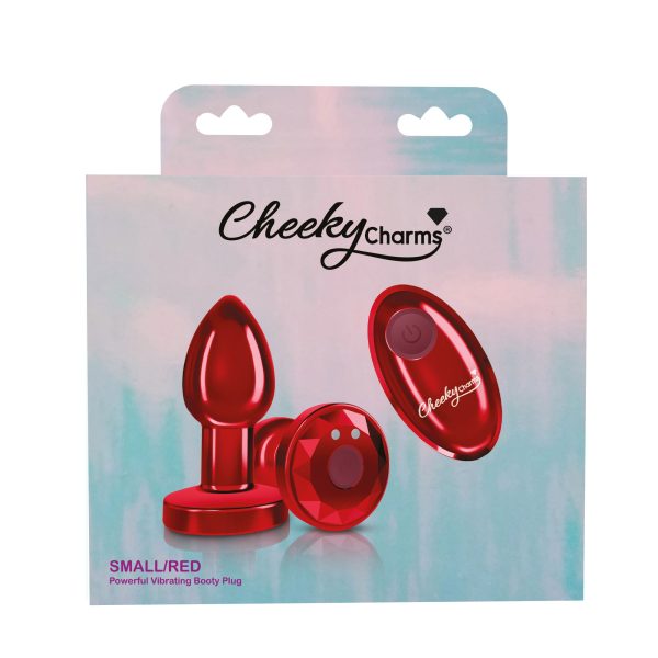 Cheeky Charms - Rechargeable Vibrating Metal Butt Plug With Remote Control - Red - Small