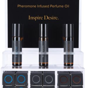 Pure Instinct Pheromone Infused Perfume Oil Men Acrylic Cube Display with Testers (22 Pcs)